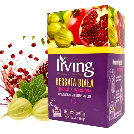 Herbata IRVING biała granat z agrestem 20 torebek